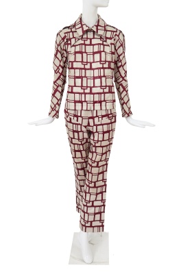 A Junya Watanabe/Comme des Gar&ccedil;ons burgundy and grey woven suit, Spring-Summer 1996