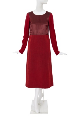 A Junya Watanabe/Comme des Gar&ccedil;ons red wool and satin dress, Autumn-Winter 1996-97