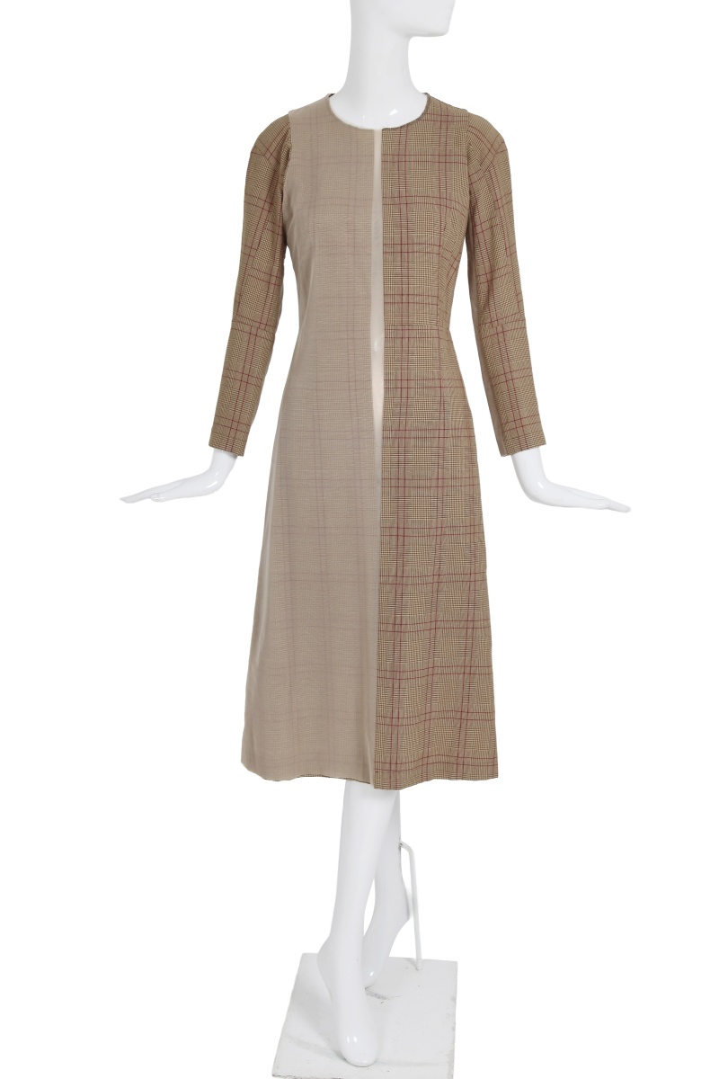 A Junya Watanabe/Comme des Gar&ccedil;ons brown Prince of Wales check wool and mesh dress, Autumn-Winter 1997-98