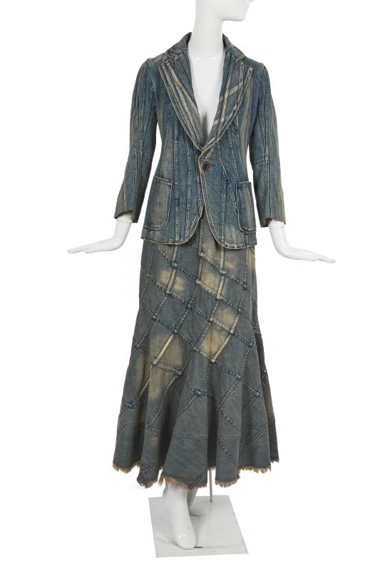 A Junya Watanabe/Comme des Gar&ccedil;ons patchwork denim ensemble, Spring-Summer 2002