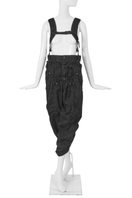 A pair of Junya Watanabe/Comme des Gar&ccedil;ons black cotton salopettes, Spring-Summer 2003