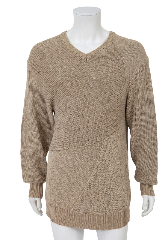 A Comme des Gar&ccedil;ons men's beige knitted cotton sweater, probably 'Patchworks and X' collection, Spring-Summer 1983