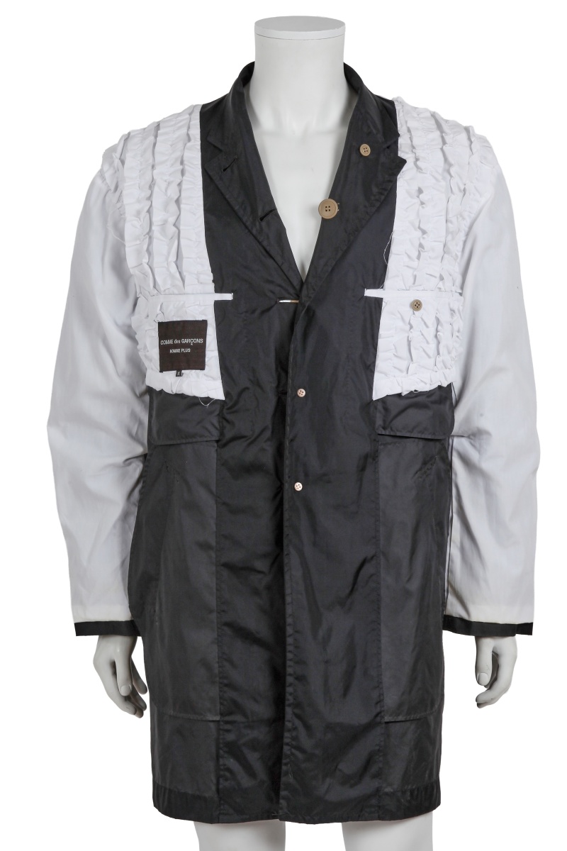 A Comme des Gar&ccedil;ons men's black and white ruffled 'Inside Out' coat, Spring-Summer 1999