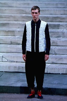 A Comme des Gar&ccedil;ons men's black and white ruffled 'Inside Out' coat, Spring-Summer 1999 - 2