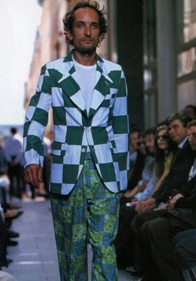 A Comme des Gar&ccedil;ons men's black and white checkerboard print cotton suit, Spring-Summer 2001 - 2