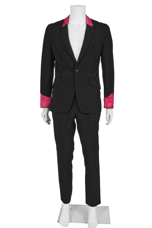 A Comme des Gar&ccedil;ons men's black and pink wool and satin suit, Spring-Summer 2005