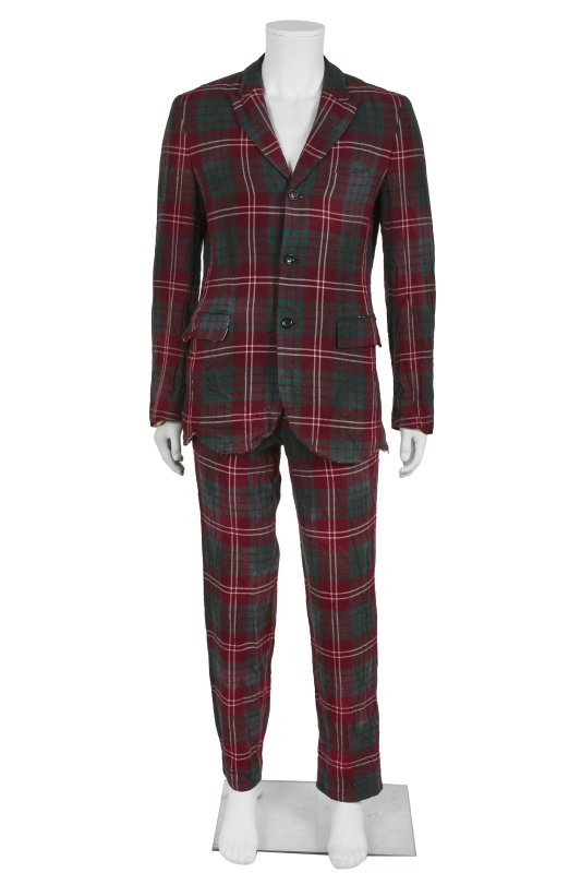 A Comme des Gar&ccedil;ons men's burgundy and green tartan wool suit, Autumn-Winter 2008-09
