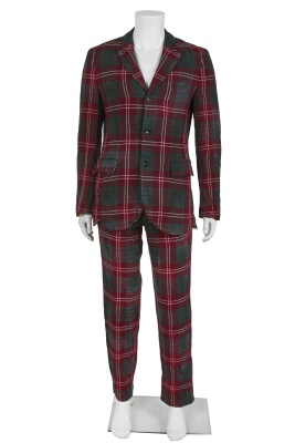 A Comme des Gar&ccedil;ons men's burgundy and green tartan wool suit, Autumn-Winter 2008-09