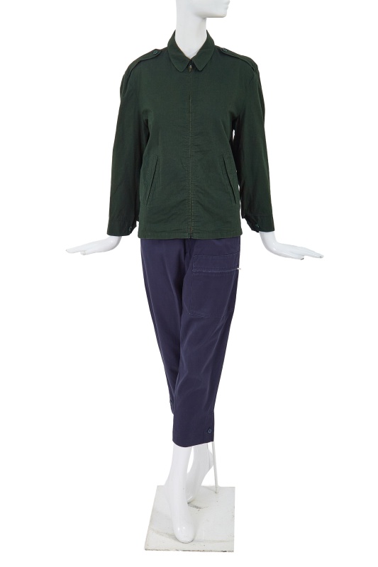 A Comme des Gar&ccedil;ons blue and green cotton ensemble, early 1980s
