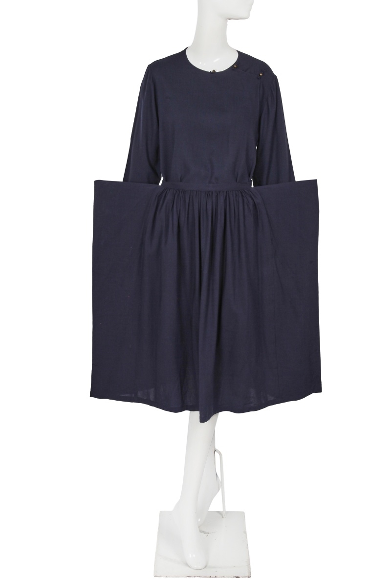 A Comme des Gar&ccedil;ons navy cotton ensemble, probably Spring-Summer 1981