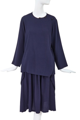 A Comme des Gar&ccedil;ons navy cotton ensemble, probably Spring-Summer 1981 - 2