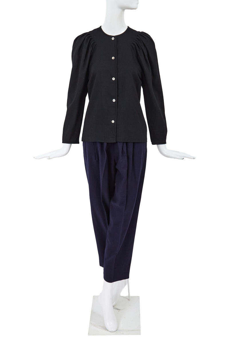 A Comme des Gar&ccedil;ons black and blue wool ensemble, probably 'Pirates' collection, Autumn-Winter 1981-82