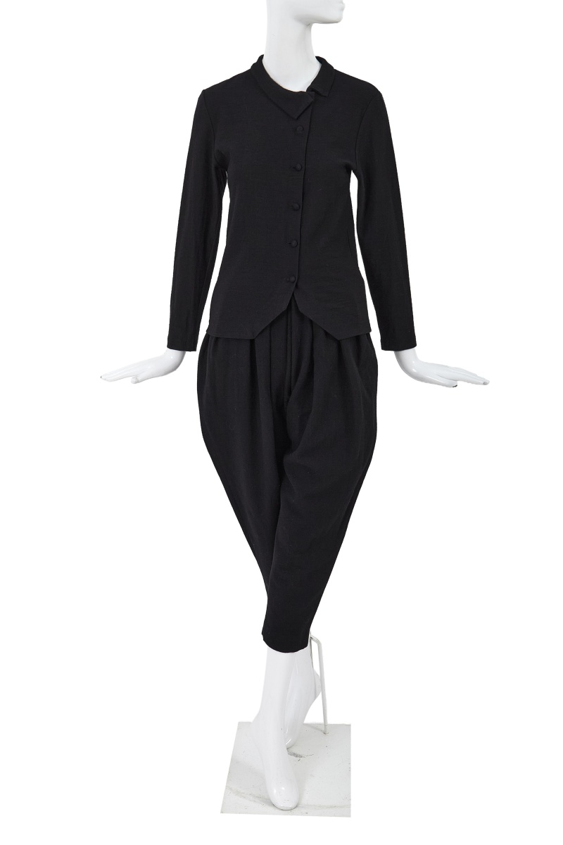 A Comme des Gar&ccedil;ons black wool ensemble, probably 'Pirates' collection, Autumn-Winter 1981-82