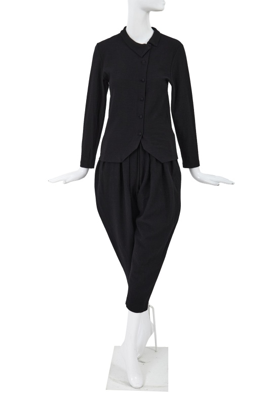 A Comme des Gar&ccedil;ons black wool ensemble, probably 'Pirates' collection, Autumn-Winter 1981-82
