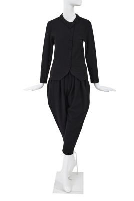 A Comme des Gar&ccedil;ons black wool ensemble, probably 'Pirates' collection, Autumn-Winter 1981-82