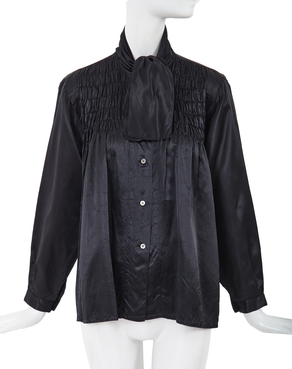 A Comme des Gar&ccedil;ons black satin smock, 'Indigo Dye and Twist' collection, Spring-Summer 1982