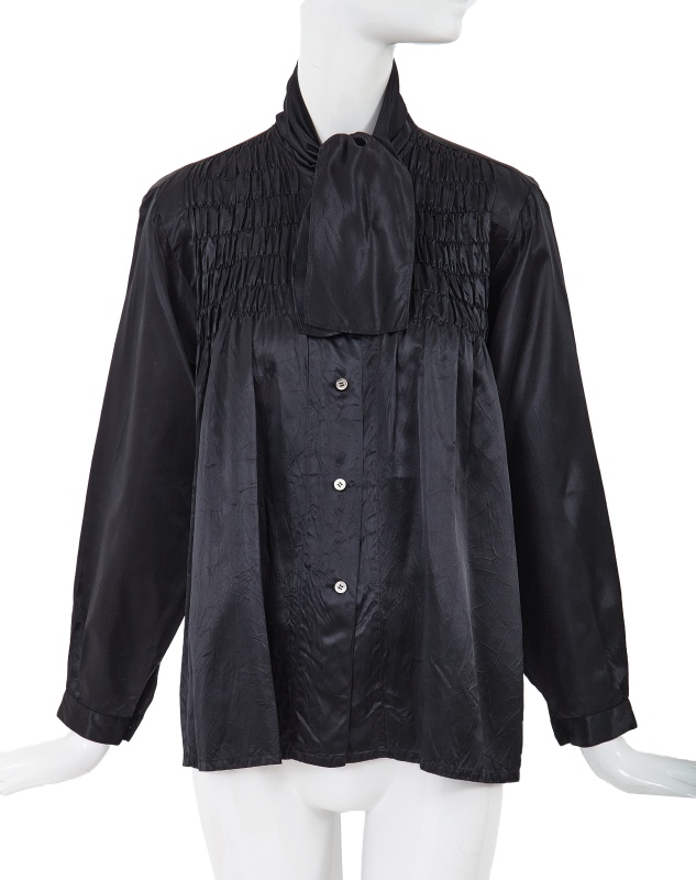 A Comme des Gar&ccedil;ons black satin smock, 'Indigo Dye and Twist' collection, Spring-Summer 1982