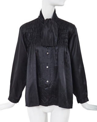 A Comme des Gar&ccedil;ons black satin smock, 'Indigo Dye and Twist' collection, Spring-Summer 1982