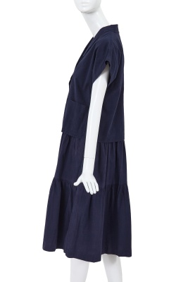 A Comme des Gar&ccedil;ons blue cotton jacket and dress, probably 'Indigo Dye and Twist' collection, Spring-Summer 1982 - 2