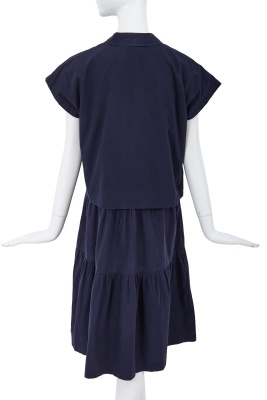 A Comme des Gar&ccedil;ons blue cotton jacket and dress, probably 'Indigo Dye and Twist' collection, Spring-Summer 1982 - 3