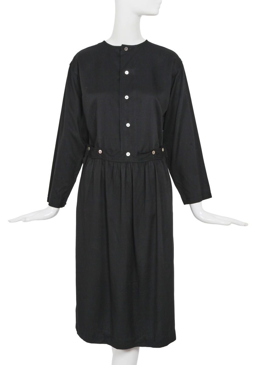 A Comme des Gar&ccedil;ons black rayon dress, probably 'Indigo Dye and Twist' collection, Spring-Summer 1982