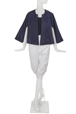 A Comme des Gar&ccedil;ons blue and white cotton ensemble, probably 'Indigo Dye and Twist' collection, Spring-Summer 1982