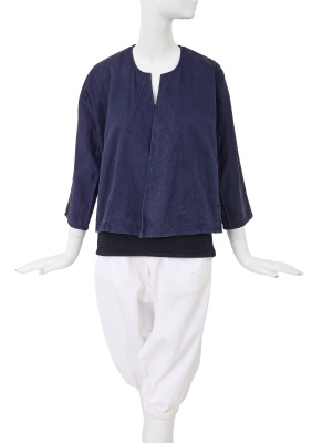 A Comme des Gar&ccedil;ons blue and white cotton ensemble, probably 'Indigo Dye and Twist' collection, Spring-Summer 1982 - 3
