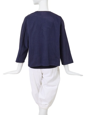 A Comme des Gar&ccedil;ons blue and white cotton ensemble, probably 'Indigo Dye and Twist' collection, Spring-Summer 1982 - 5