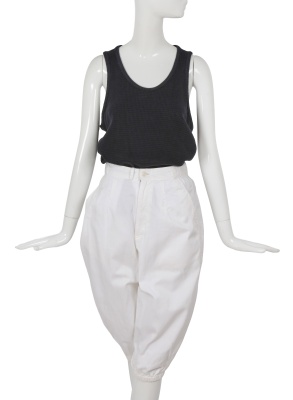 A Comme des Gar&ccedil;ons blue and white cotton ensemble, probably 'Indigo Dye and Twist' collection, Spring-Summer 1982 - 7