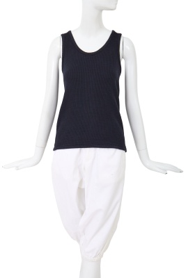 A Comme des Gar&ccedil;ons blue and white cotton ensemble, probably 'Indigo Dye and Twist' collection, Spring-Summer 1982 - 9