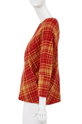 A Comme des Gar&ccedil;ons red and white tartan wool top, 'Holes' collection, Autumn-Winter 1982-83 - 3