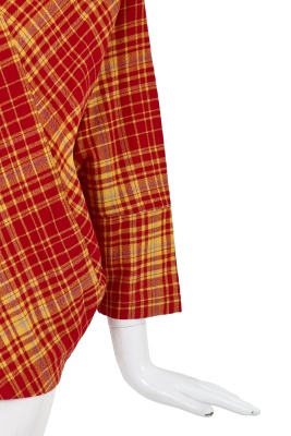 A Comme des Gar&ccedil;ons red and white tartan wool top, 'Holes' collection, Autumn-Winter 1982-83 - 7