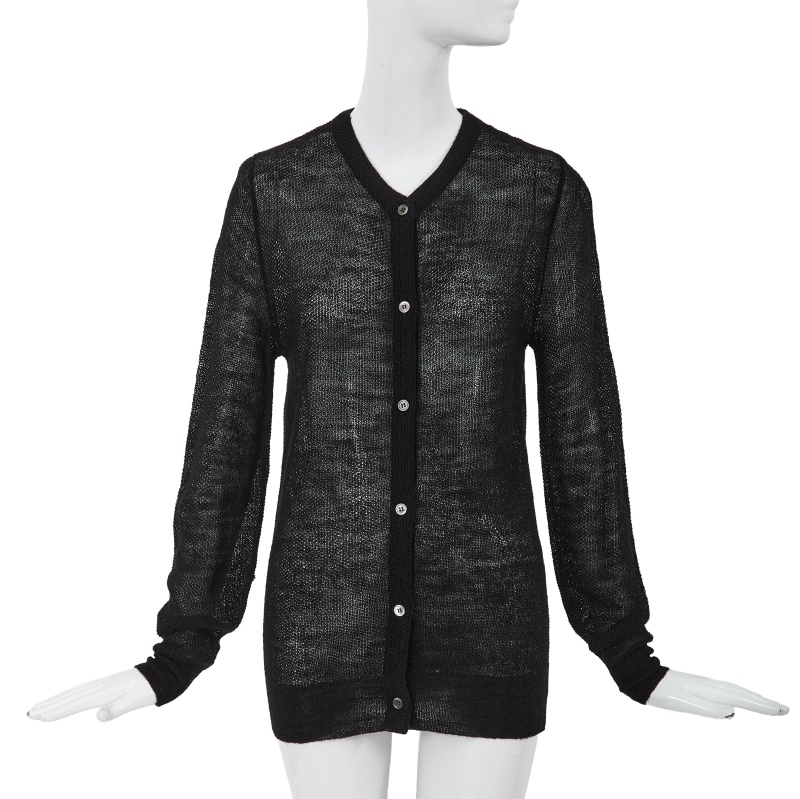 A Comme des Gar&ccedil;ons black wool-acrylic blend cardigan, probably 'Holes' collection, Autumn-Winter 1982-83