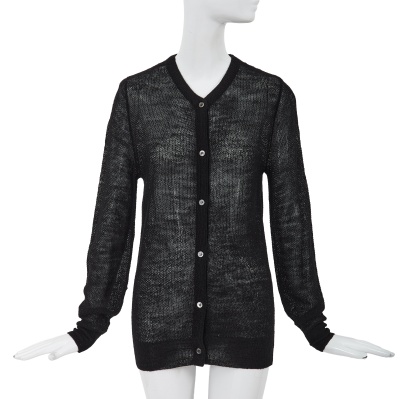 A Comme des Gar&ccedil;ons black wool-acrylic blend cardigan, probably 'Holes' collection, Autumn-Winter 1982-83