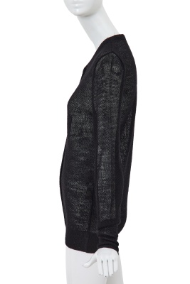 A Comme des Gar&ccedil;ons black wool-acrylic blend cardigan, probably 'Holes' collection, Autumn-Winter 1982-83 - 2