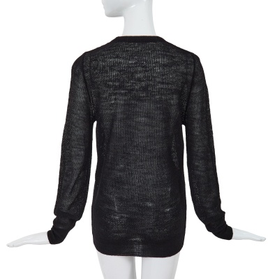 A Comme des Gar&ccedil;ons black wool-acrylic blend cardigan, probably 'Holes' collection, Autumn-Winter 1982-83 - 3