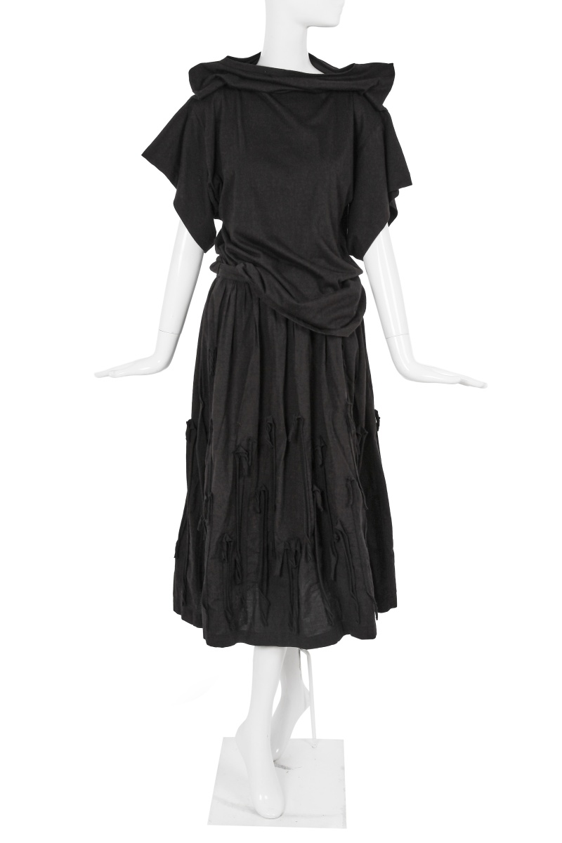 A Comme des Gar&ccedil;ons black cotton ensemble, 'Patchworks and X' collection, Spring-Summer 1983