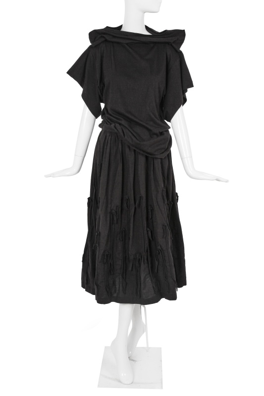 A Comme des Gar&ccedil;ons black cotton ensemble, 'Patchworks and X' collection, Spring-Summer 1983