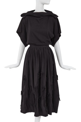 A Comme des Gar&ccedil;ons black cotton ensemble, 'Patchworks and X' collection, Spring-Summer 1983 - 6