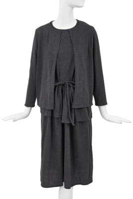 A Comme des Gar&ccedil;ons grey wool jersey three-piece ensemble, probably 'Patchworks and X' collection, Spring-Summer 1983