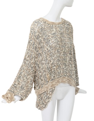A Comme des Gar&ccedil;ons distressed beige cotton-hemp blend knitted sweater, probably 'Patchworks and X' collection, Spring-Summer 1983