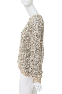 A Comme des Gar&ccedil;ons distressed beige cotton-hemp blend knitted sweater, probably 'Patchworks and X' collection, Spring-Summer 1983 - 3