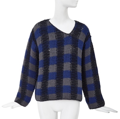 A Comme des Gar&ccedil;ons blue, grey and black checked wool sweater circa 1983