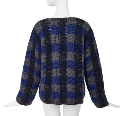 A Comme des Gar&ccedil;ons blue, grey and black checked wool sweater circa 1983 - 3