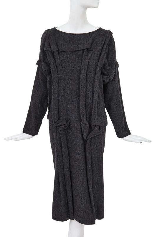 A rare and important Comme des Gar&ccedil;ons grey wool dress, 'Gloves, Skirts, Quilted Big Coats' collection, Autumn-Winter 1983-84