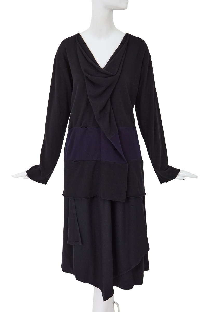 A Comme des Gar&ccedil;ons black wool ensemble, 'Gloves, Skirts, Quilted Big Coats' collection, Autumn-Winter 1983-84