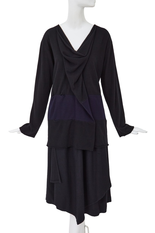 A Comme des Gar&ccedil;ons black wool ensemble, 'Gloves, Skirts, Quilted Big Coats' collection, Autumn-Winter 1983-84