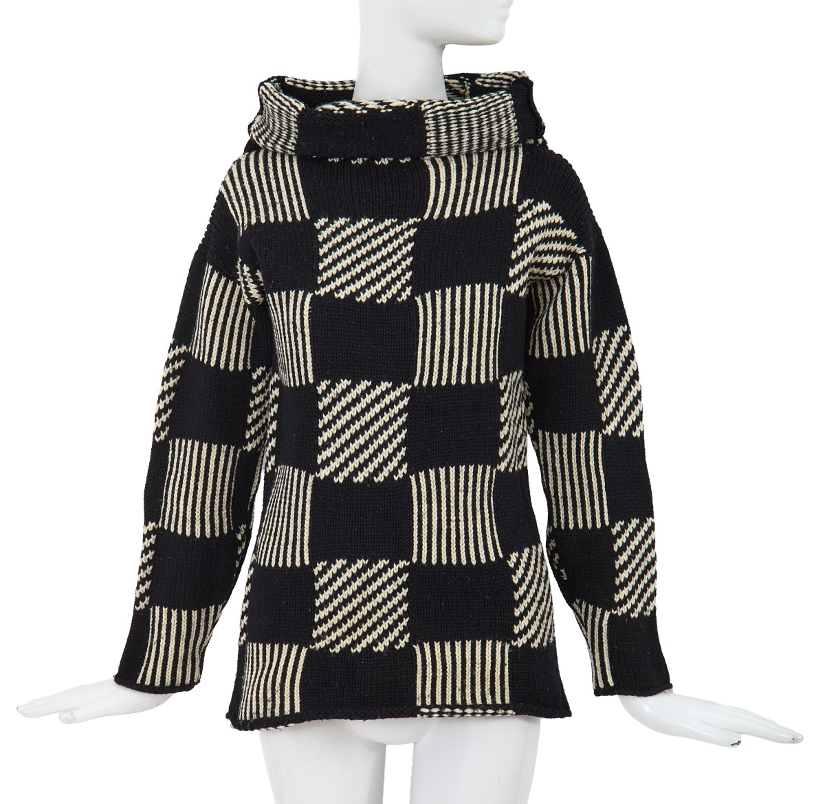 A Comme des Gar&ccedil;ons black and white wool sweater, probably 'Gloves, Skirts, Quilted Big Coats' collection, Autumn-Winter 1983-84