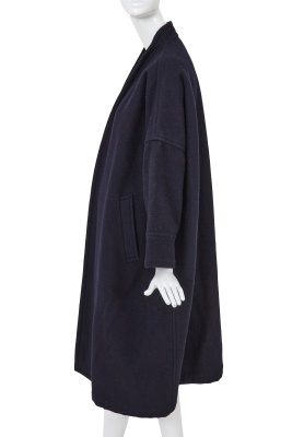A Comme des Gar&ccedil;ons ink blue wool coat, probably 'Gloves, Skirts, Quilted Big Coats' collection, Autumn-Winter 1983-84 - 2