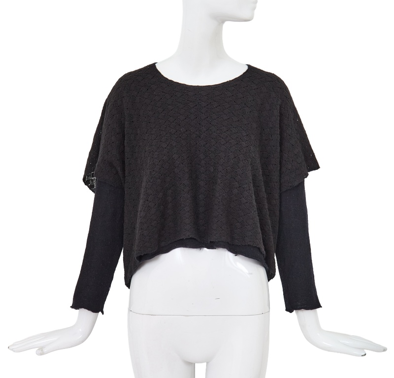 A Comme des Gar&ccedil;ons black wool double-layered top, probably 'Gloves, Skirts, Quilted Big Coats' collection, Autumn-Winter 1983-84